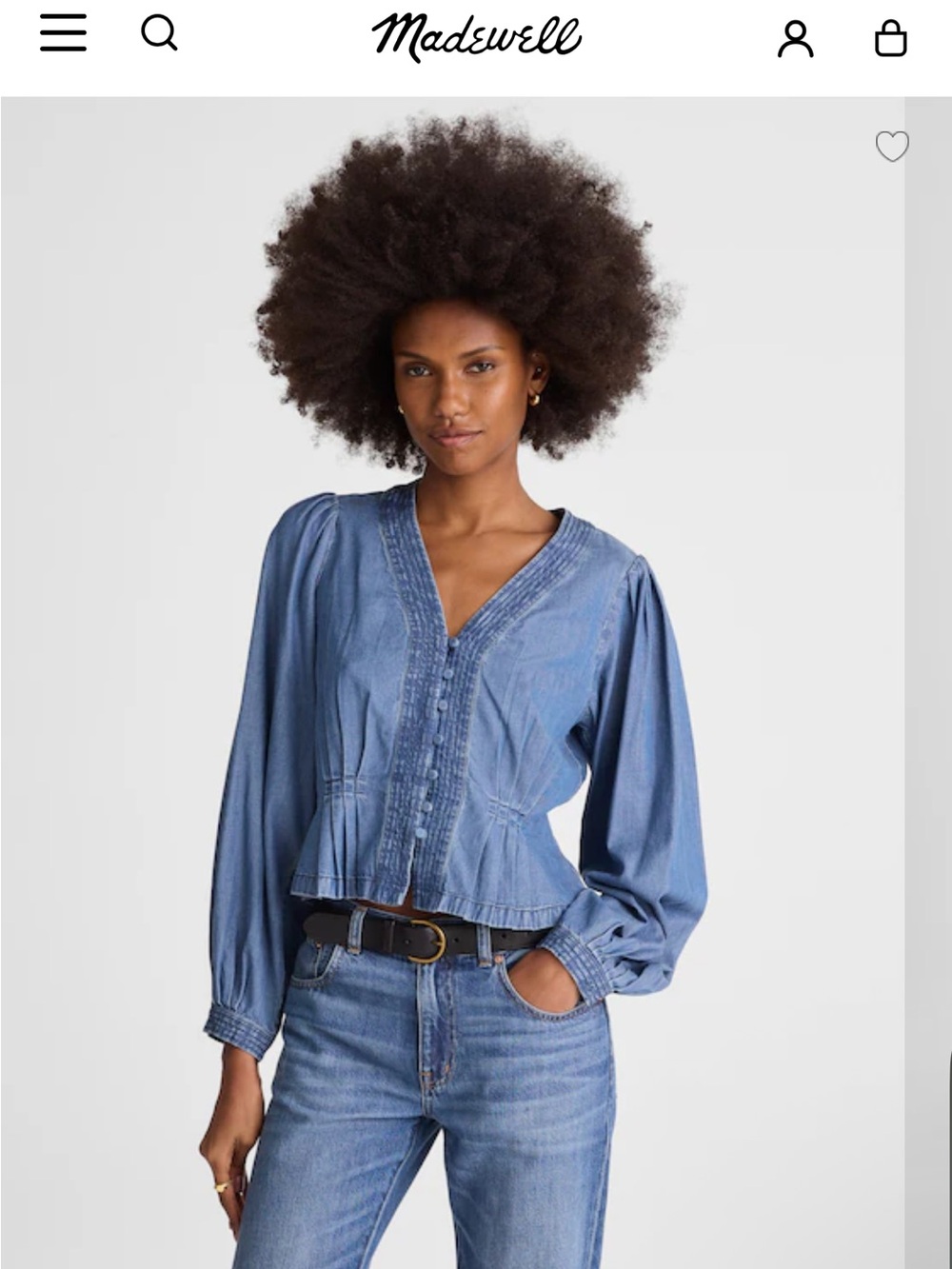 Madewell Denim Button-Front Top - Kennebec WashRigid
